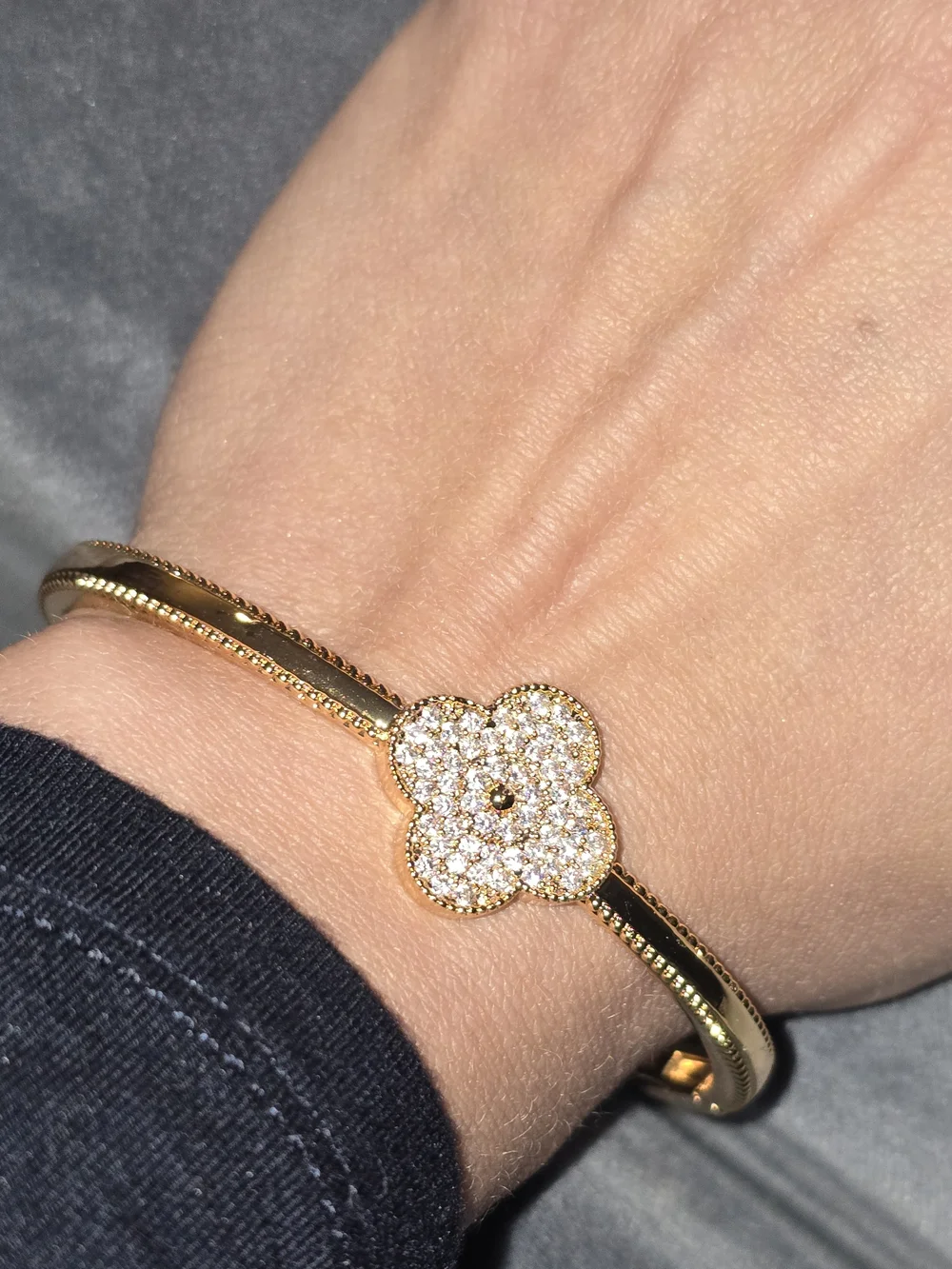 22kgp Dubai Jewelry Gold-tone Floral Bracelet and Ring Set - Women Jewelry